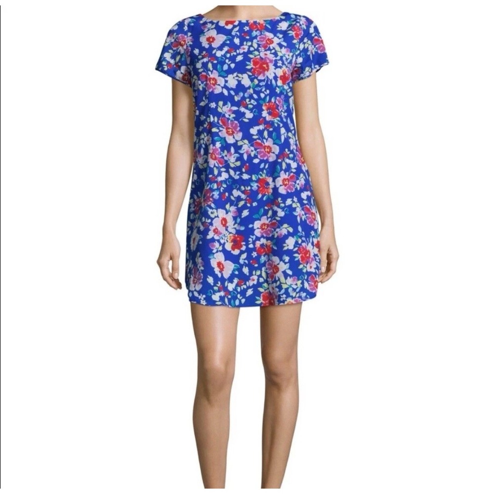 NWT‎ YUMI KIM Anthropologie Mini Dress LARGE Blue Elena Love Potion Shift Floral